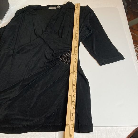 Chico’s Dress Travelers Faux Wrap Black Long Sleeves Slinky Dress - Picture 12 of 12